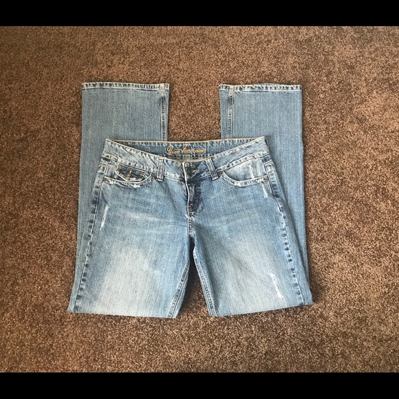 Guess Jeans 32 Doheny Distressed Jeans Boot Cut Medium Wash - Picture 6 of 8